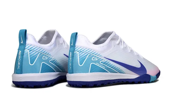 Nike White Blue Low-Cut Synthetic Mesh Upper Turf Soccer Shoes 5