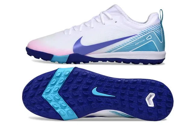 Nike White Blue Low-Cut Synthetic Mesh Upper Turf Soccer Shoes 6