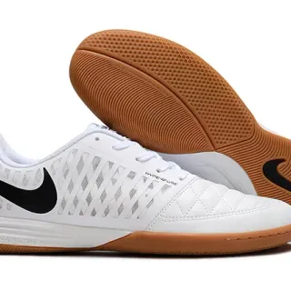 Nike Blanco Marrón Malla Engineered Superior Negro Swoosh Marca Zapatos de fútbol indoor