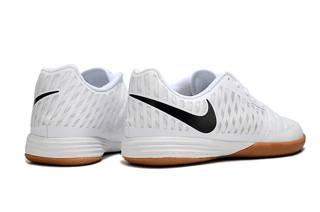 Nike White Brown Engineered Mesh Upper Black Swoosh Branding Indoor Soccer Shoes 5