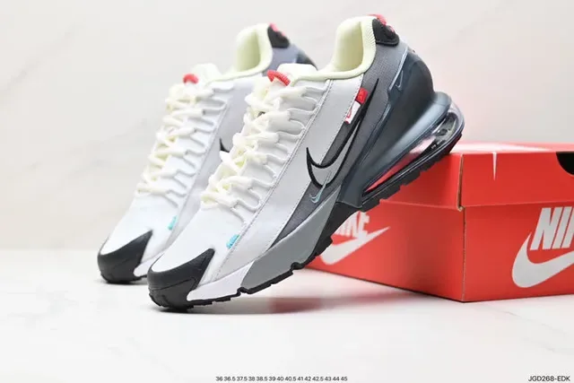 Nike White Gray Layered Synthetic And Mesh Upper Visible Heel Air Unit Lifestyle Sneakers 2