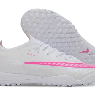 Nike White Pink Knit Upper Outsole Turf Soccer Shoes