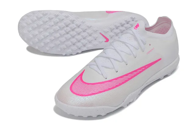 Nike White Pink Knit Upper Outsole Turf Soccer Shoes 3
