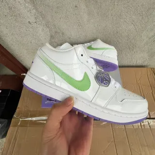 Nike Blanco Púrpura Superior Brillante Verde Claro Swoosh Lifestyle Sneakers