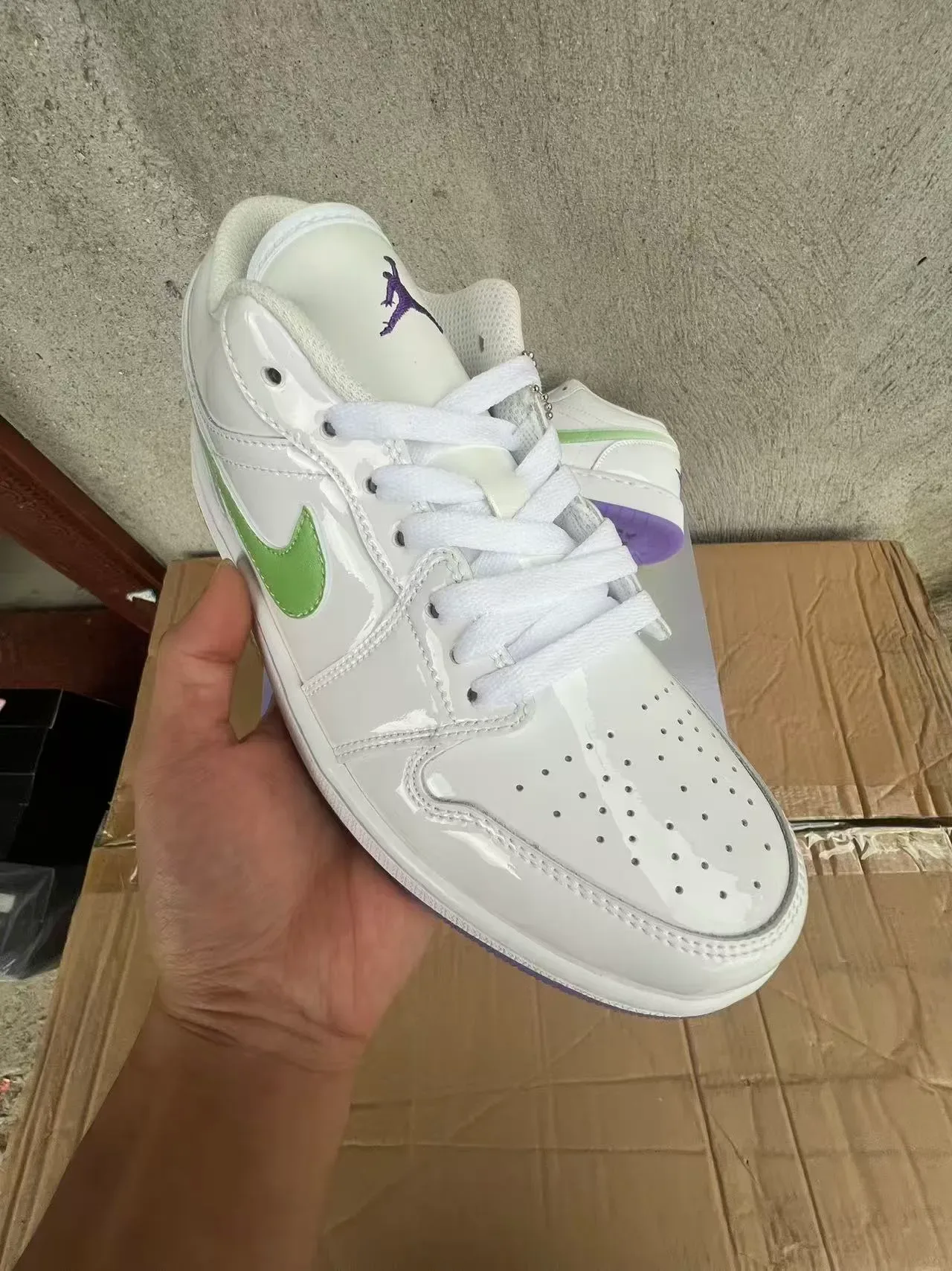 Nike Blanco Púrpura Superior Brillante Verde Claro Swoosh Lifestyle Sneakers 3