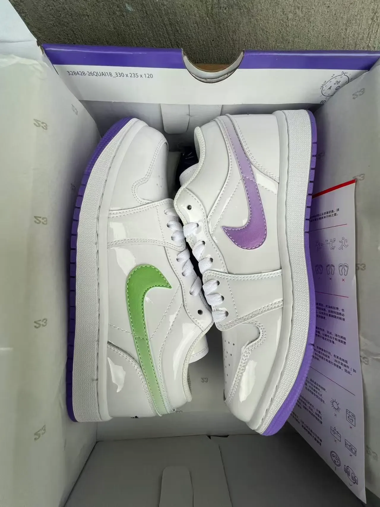 Nike Blanco Púrpura Superior Brillante Verde Claro Swoosh Lifestyle Sneakers 10