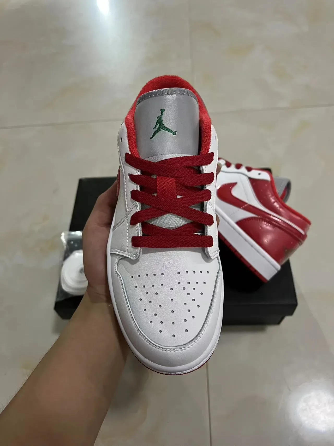 Nike White Red Low-Top Glossy Patent Overlays Lifestyle Sneakers 3