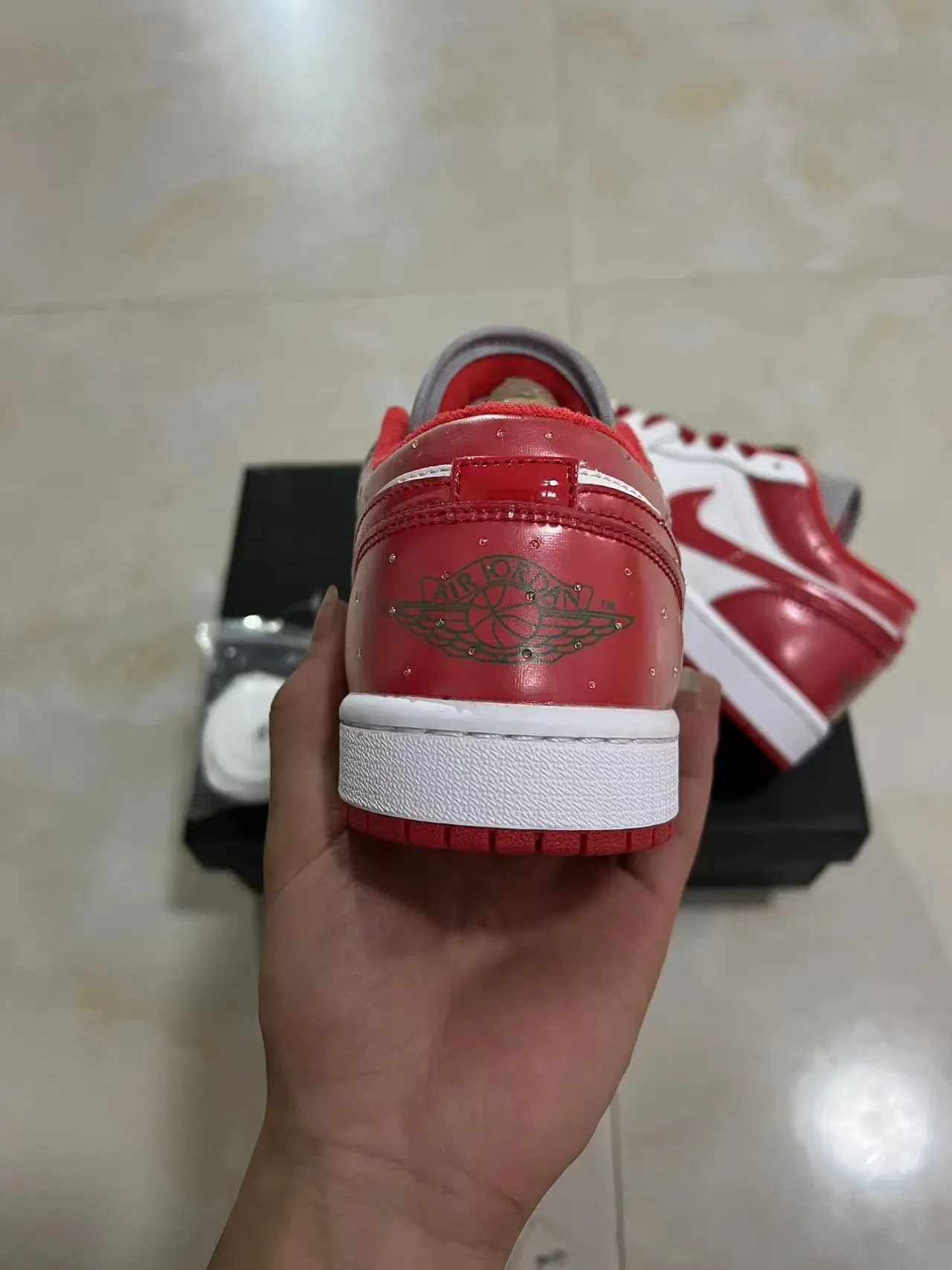 Nike White Red Low-Top Glossy Patent Overlays Lifestyle Sneakers 8
