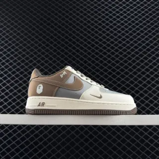 Nike x A Bathing Ape Air Force 1 Low بيج بني رمادي أحذية رياضية للأسلوب الحياتي