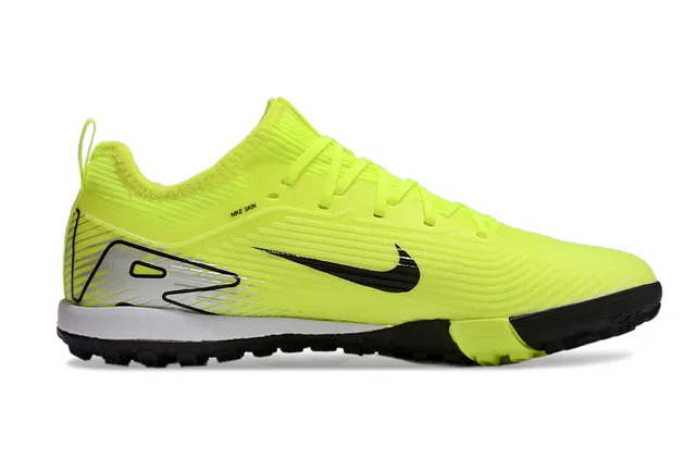Nike Yellow Black Engineered Knit Upper Asymmetrical Lacing Turf Soccer Shoes 7