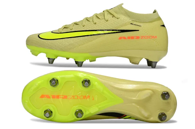 Nike पीला काला लो-कट बुनावट ऊपरी नियोन आउटसोल फर्म ग्राउंड फुटबॉल जूते 6