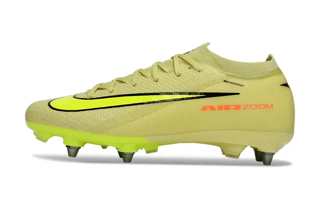 Nike पीला काला लो-कट बुनावट ऊपरी नियोन आउटसोल फर्म ग्राउंड फुटबॉल जूते 7