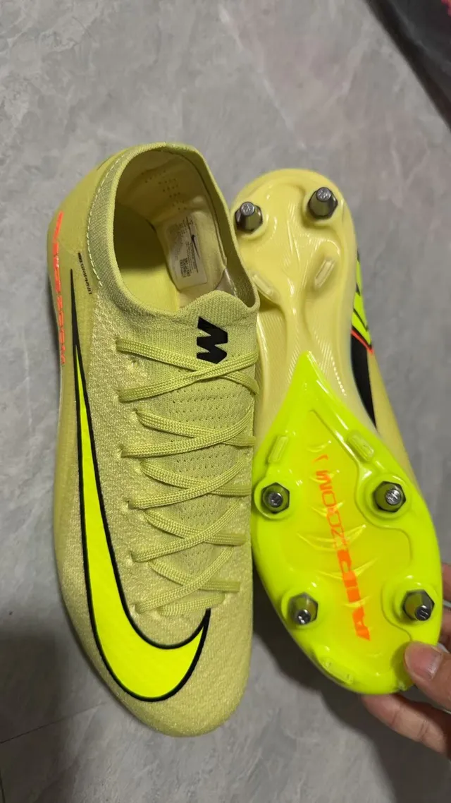 Nike पीला काला लो-कट बुनावट ऊपरी नियोन आउटसोल फर्म ग्राउंड फुटबॉल जूते 8