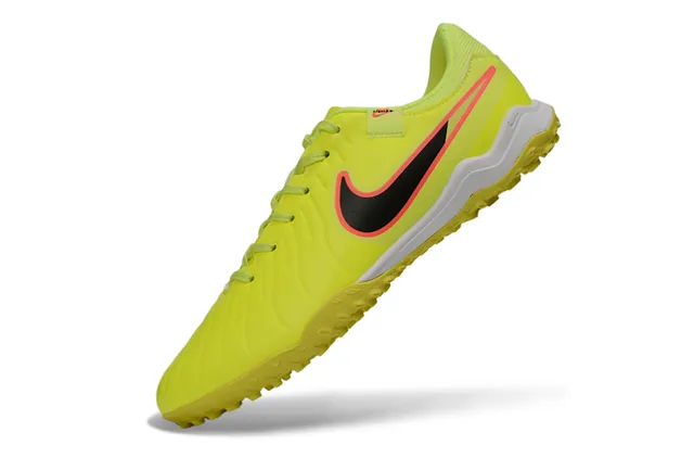 Nike Amarillo Negro Bajo Corte Sintético Superior Ribeteado Antepié Textura Césped Artificial Zapatos de Fútbol 3