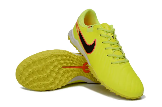 Nike Amarillo Negro Bajo Corte Sintético Superior Ribeteado Antepié Textura Césped Artificial Zapatos de Fútbol 4