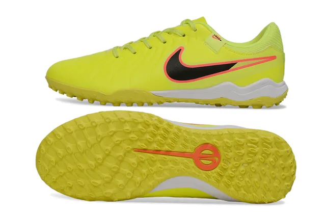 Nike Amarillo Negro Bajo Corte Sintético Superior Ribeteado Antepié Textura Césped Artificial Zapatos de Fútbol 6