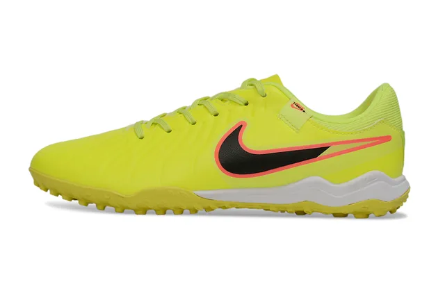 Nike Amarillo Negro Bajo Corte Sintético Superior Ribeteado Antepié Textura Césped Artificial Zapatos de Fútbol 7