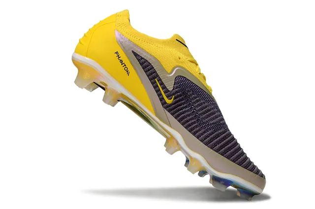 Nike Chaussures de football avec upper de knit jaune violet ribbed au medi-foot cage Firm-Ground 2