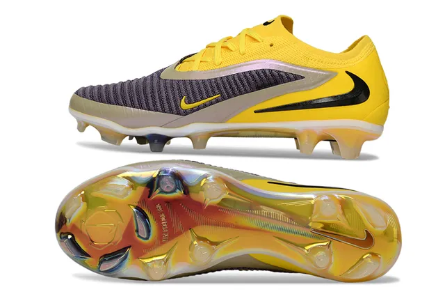 Nike Chaussures de football avec upper de knit jaune violet ribbed au medi-foot cage Firm-Ground 6