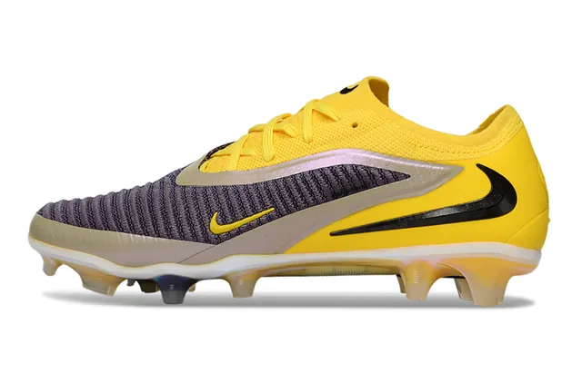 Nike Chaussures de football avec upper de knit jaune violet ribbed au medi-foot cage Firm-Ground 7