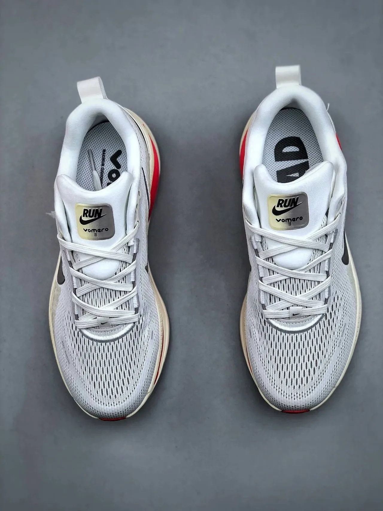 Nike Zoom Vomero 5 Light Gray Red Running Shoes 8