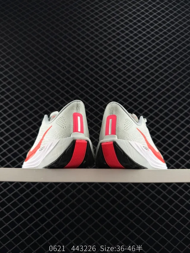 Nike ZoomX Light Gray and Red Running Shoes 3