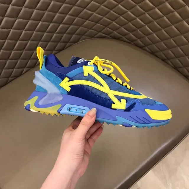 Off-White Blue Yellow Arrow Motif Overlays Transparent Air Unit Chunky Sneakers 4