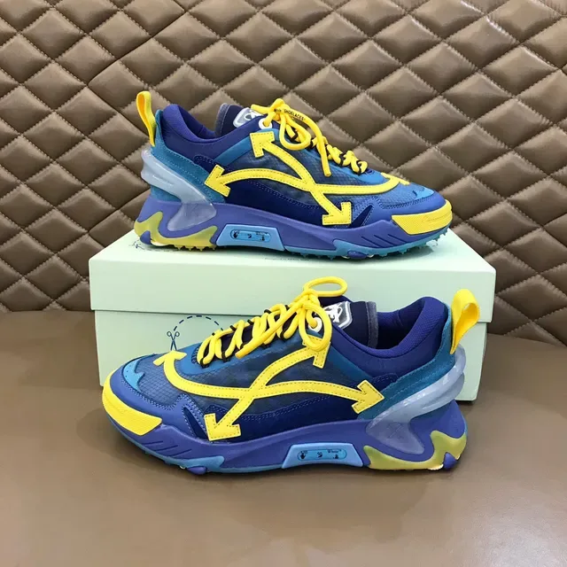 Off-White Blue Yellow Arrow Motif Overlays Transparent Air Unit Chunky Sneakers 6