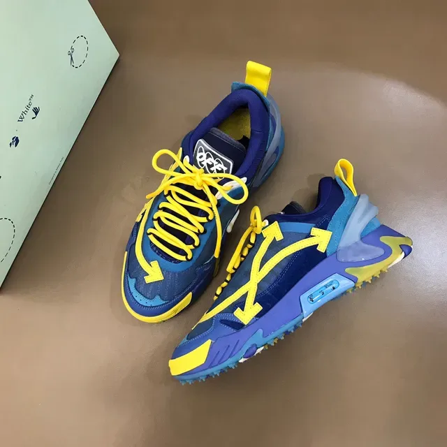 Off-White Blue Yellow Arrow Motif Overlays Transparent Air Unit Chunky Sneakers 7