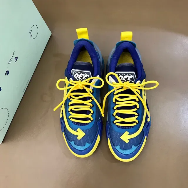 Off-White Blue Yellow Arrow Motif Overlays Transparent Air Unit Chunky Sneakers 8