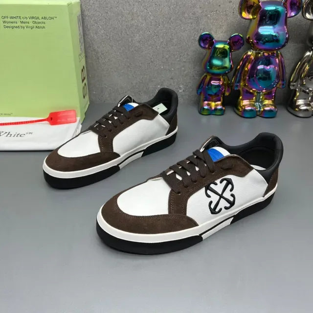 Off-White Brown Panelled Upper Suede And Leather Mix Lifestyle Sneakers 2