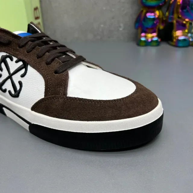 Off-White Brown Panelled Upper Suede And Leather Mix Lifestyle Sneakers 4