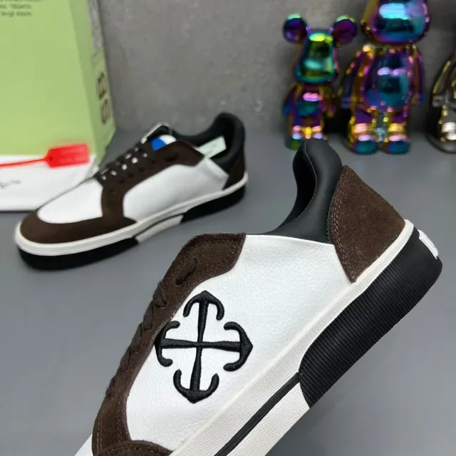Off-White Brown Panelled Upper Suede And Leather Mix Lifestyle Sneakers 5