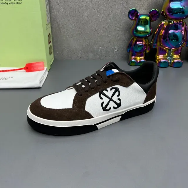 Off-White Brown Panelled Upper Suede And Leather Mix Lifestyle Sneakers 6