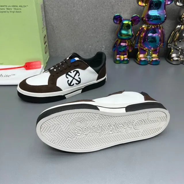 Off-White Brown Panelled Upper Suede And Leather Mix Lifestyle Sneakers 8