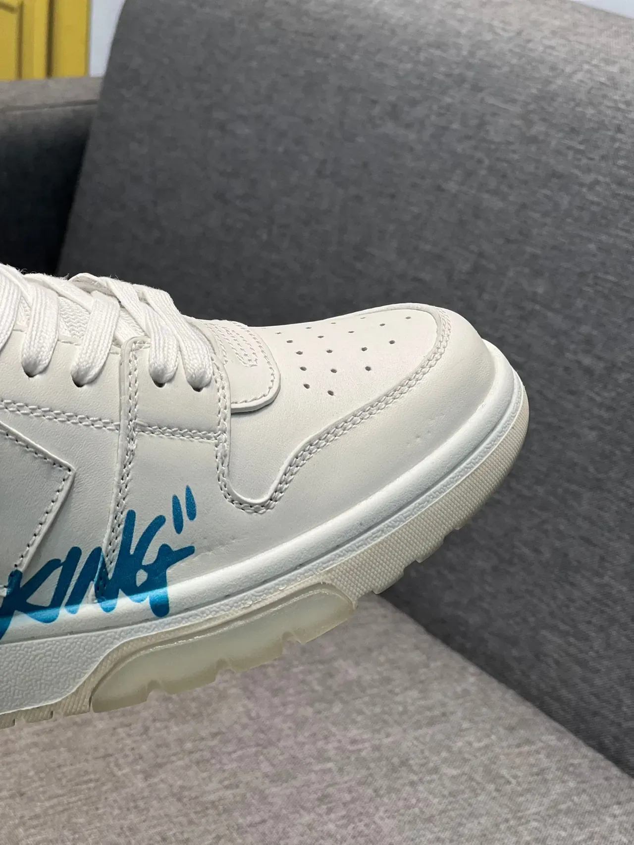 Off-White pour la marche bleu chaussures lifestyle basses à panneaux en cuir 3