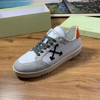 Off-White Gray Low-Top Suede-Leather Panelled Lifestyle Sneakers