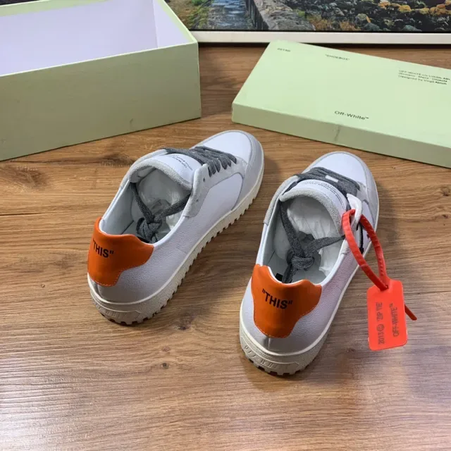 Off-White Gray Low-Top Suede-Leather Panelled Lifestyle Sneakers 6