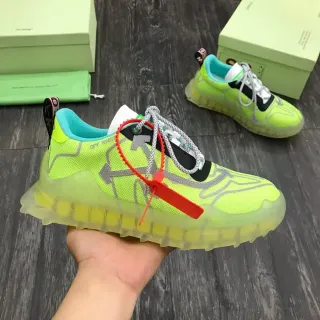 Off-White Green Blue Neon Lime Mesh Transparent Sculpted Sole Chunky Sneakers