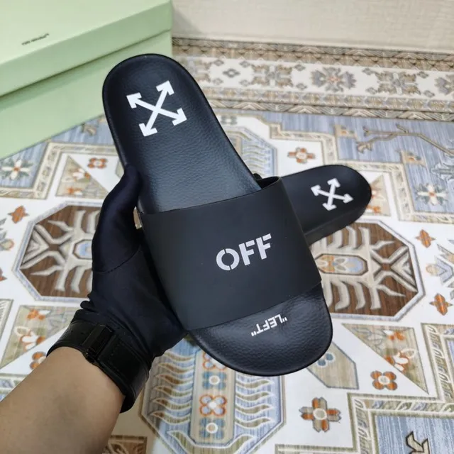Off-White Slide Black Industrial Logo Slippers 8