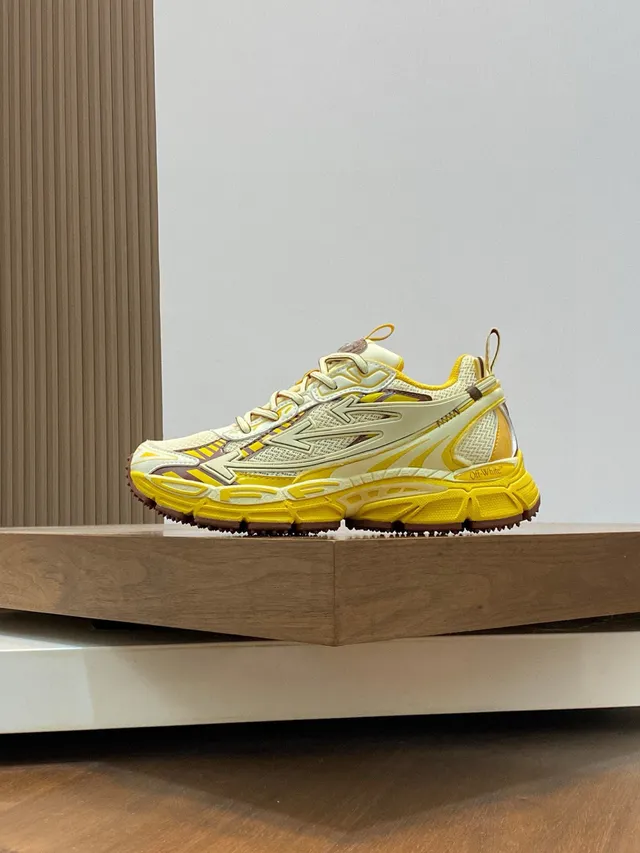 Off-White पीला भूरा सोल लेयर्ड सिंथेटिक ओवरले चंकी स्नीकर 3