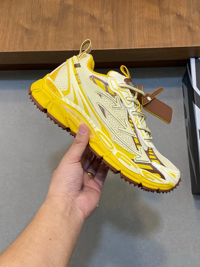 Off-White पीला भूरा सोल लेयर्ड सिंथेटिक ओवरले चंकी स्नीकर 5
