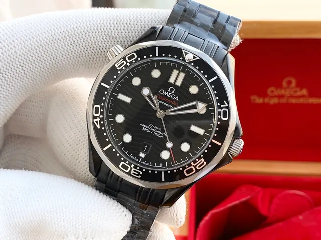 Omega Seamaster Professional وجه أسود فولاذ مقاوم للصدأ ساعة ميكانيكية 5