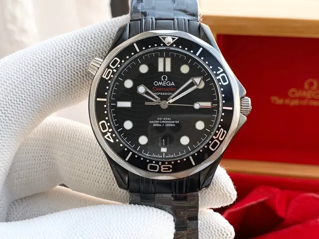 Omega Seamaster Professional وجه أسود فولاذ مقاوم للصدأ ساعة ميكانيكية 7