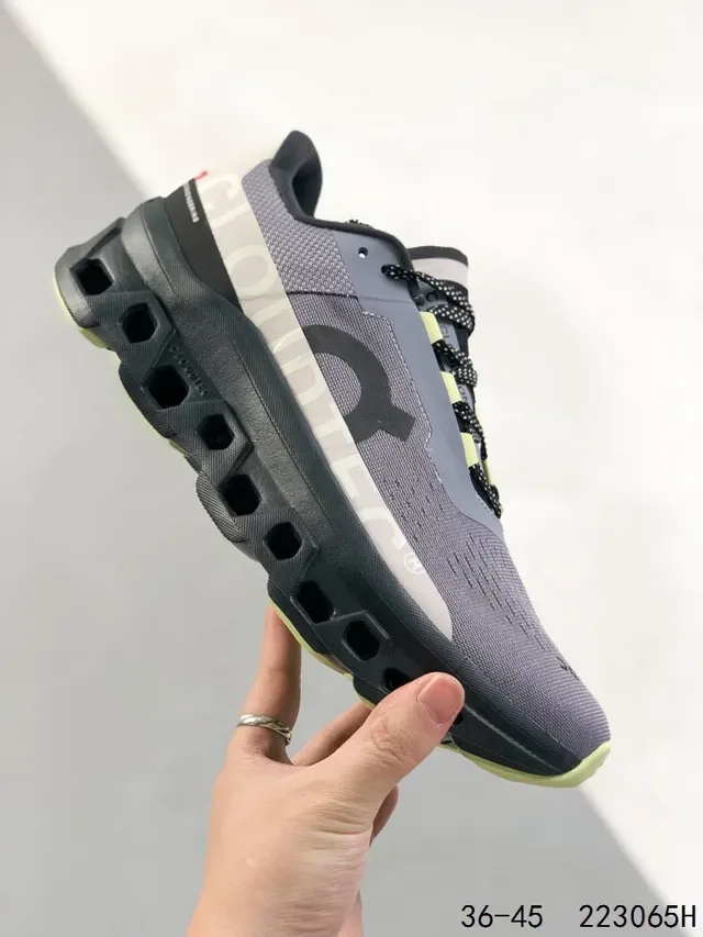 On Cloudmonster-Inspired Light Gray Black Lime Lifestyle Sneakers 4