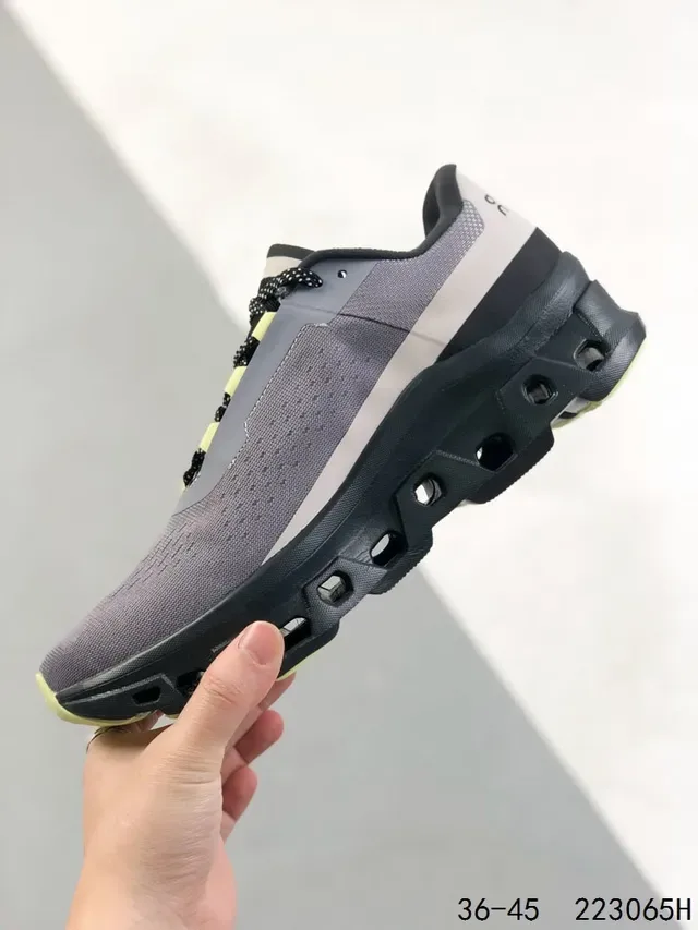On Cloudmonster-Inspired Light Gray Black Lime Lifestyle Sneakers 10