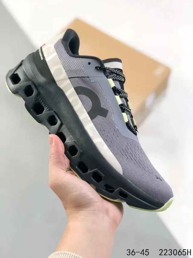 On Cloudmonster-Inspired Light Gray Black Lime Lifestyle Sneakers 11