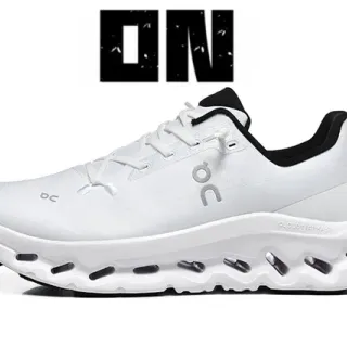 On White Black Engineered Mesh Upper Open Hexagonal CloudTec Pods Running Shoes
