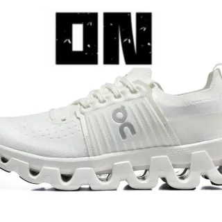 On White Black Knit Upper Segmented CloudTec Midsole Running Shoes