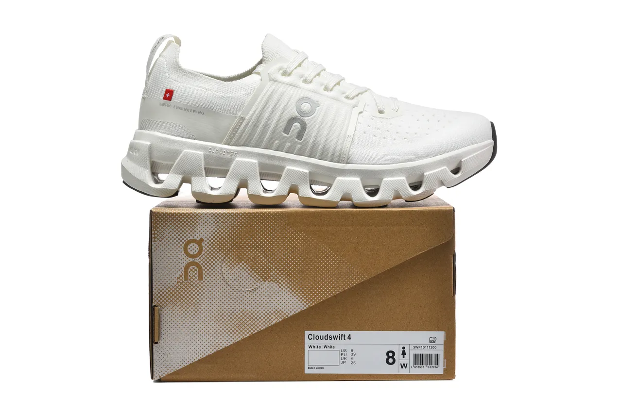 On Chaussures de course avec upper en tricot blanc noir, semelle intermédiaire segmentée CloudTec 2